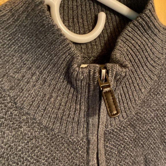 Dockers Men’s Long Sleeve Navy/Gray V-Neck Zip Sweater - Picture 5 of 9